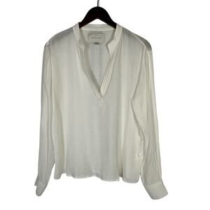Brochu Walker Anglia Popover Blouse Salt White M Minimalist Capsule Career Boho